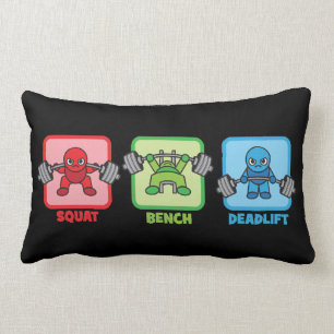 Squat, Bench Press, Deadlift - Kawaii Powerlifter Lumbar Pillow
