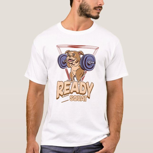Squat Bulldog Weightlifting Funny Gym English Bull T-Shirt (Front)