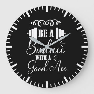 Squat Leg Day - Gym Workout Motivational Large Clock