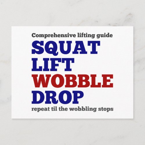 Squat lift wobble drop Gym motivation Postcard