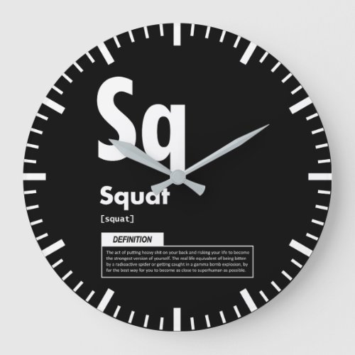 Squat _ Periodic Table _ Funny Gym Meme Large Clock