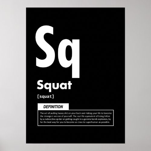 Squat _ Periodic Table _ Funny Gym Meme Poster