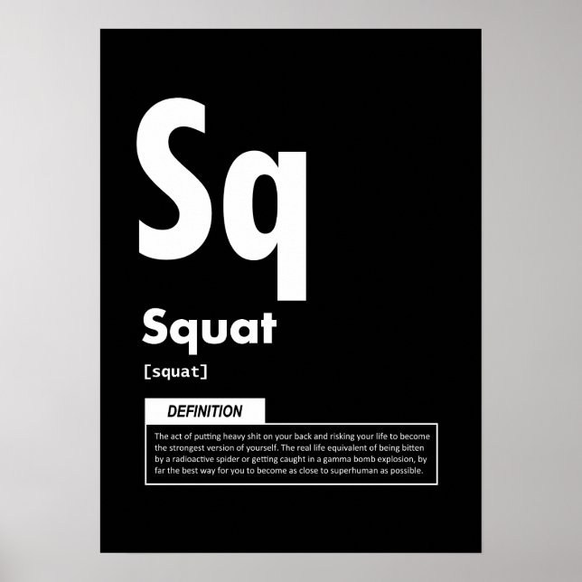 Squat - Periodic Table - Funny Gym Meme Poster (Front)