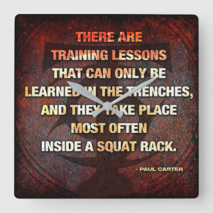 Squat Rack Trenches - Gym Workout Inspirational Square Wall Clock