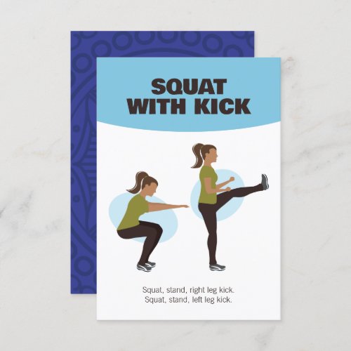 Squat With Kick _ Exercise Fitness Cards