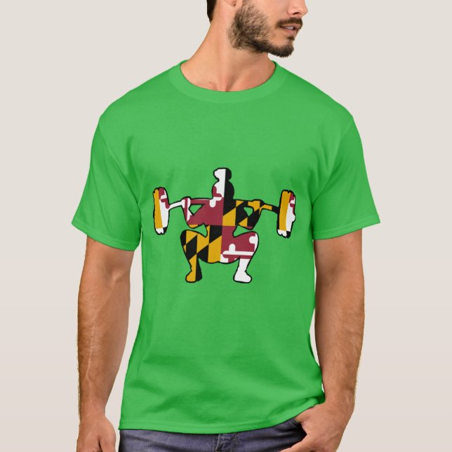 Squat Woman Maryland Flag T-Shirt (Front)