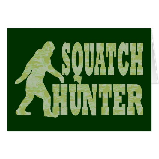 Squatch hunter on camouflage cards (Front Horizontal)