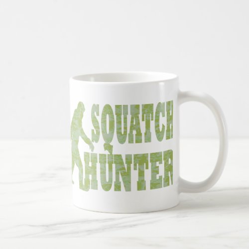 Squatch hunter on camouflage coffee mug