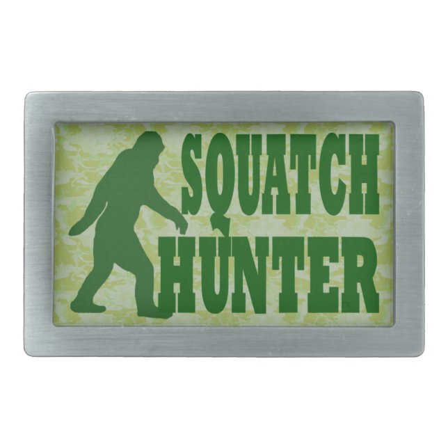Squatch Hunter Rectangular Belt Buckle (Front)