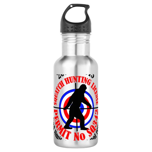 squatch hunting permit stainless steel water bottle (Front)