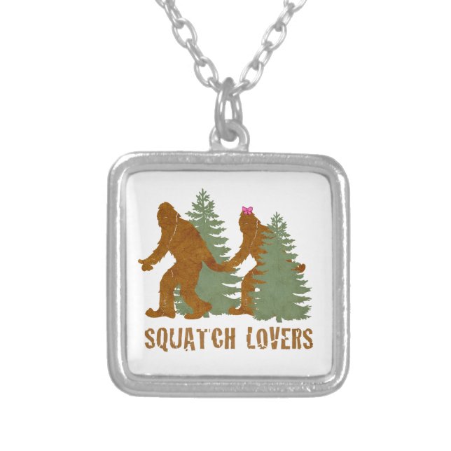 Squatch Lovers Silver Plated Necklace (Front)