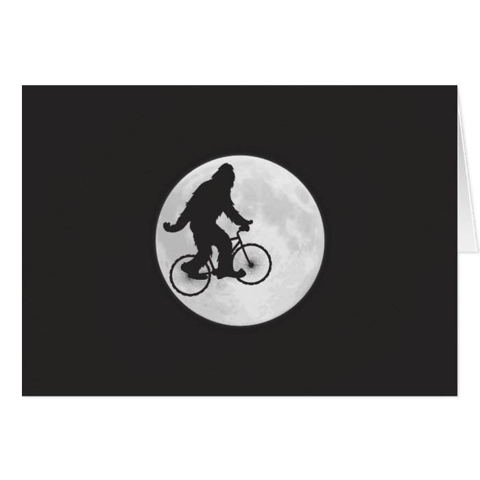 Squatch on a Bike In Sky With Moon T shirt Card