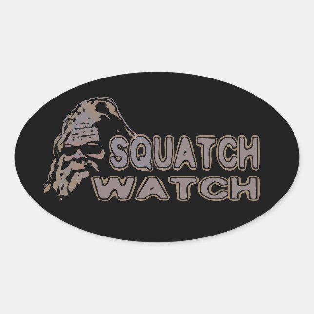 Squatch Watch - Cool Sasquatch Face Oval Sticker (Front)