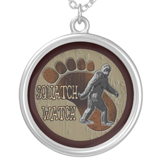 Squatch Watch Silver Plated Necklace (Front)