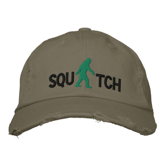 Squatch  with large bigfoot logo embroidered baseball cap (Front)
