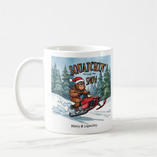 Squatchin' through the Snow Bigfoot Christmas Coffee Mug