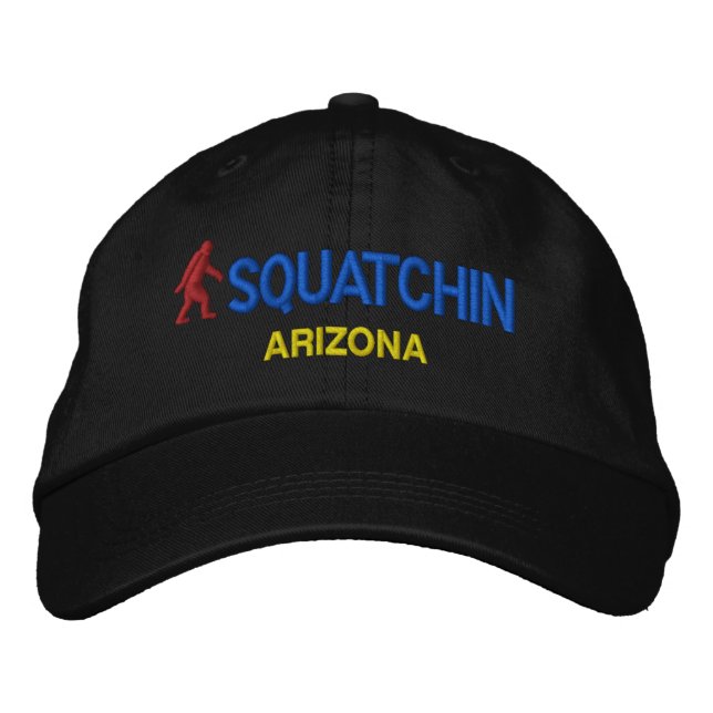 Squatchin & your state personalized embroidered baseball cap (Front)