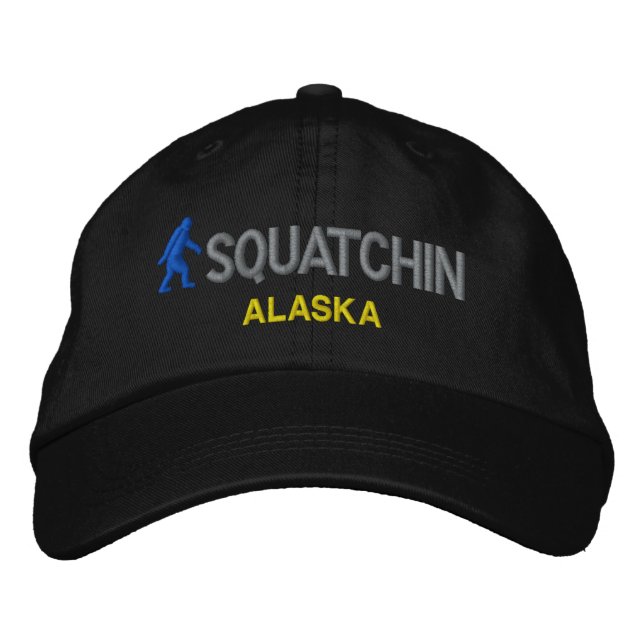 Squatchin & your state personalized embroidered baseball hat (Front)