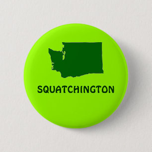 Squatchington Washington State Silhouette Pinback Button