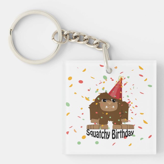 Squatchy Birthday  Keychain (Front)