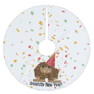 Squatchy New Year Brushed Polyester Tree Skirt