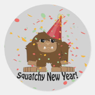 Squatchy New Year Classic Round Sticker