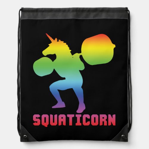 Squaticorn _ Leg Day _ Squat Unicorn _ Workout Drawstring Bag