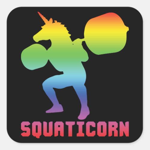 Squaticorn _ Leg Day _ Squat Unicorn _ Workout Square Sticker