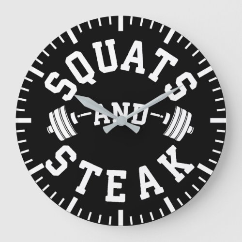 Squats and Steak Leg Day _ Funny Workout Large Clock