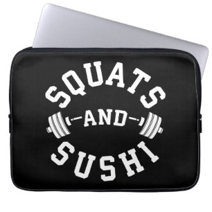 Squats and Sushi - Carbs and Leg Day - Funny Gym Laptop Sleeve