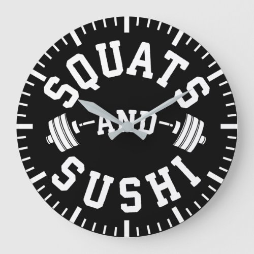 Squats and Sushi _ Carbs and Leg Day _ Funny Gym Large Clock