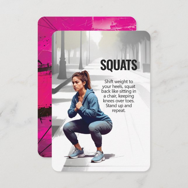 Squats Fitness Card with Pink Backing (Front/Back)