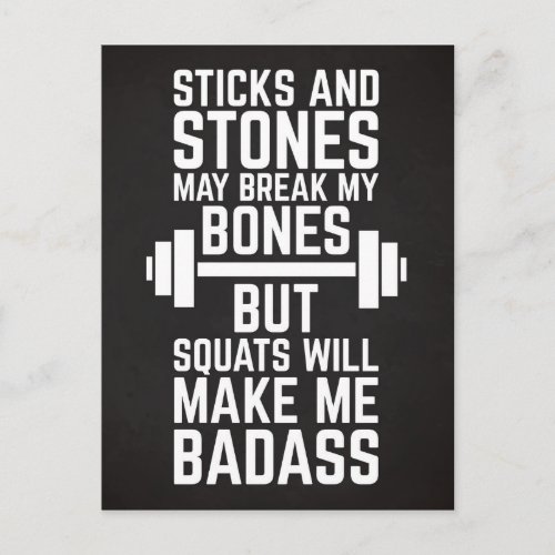 Squats Will Make Me Badass Gym Quote Postcard