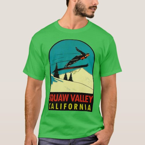 Squaw Valley Skiing California Vintage Travel  T_Shirt