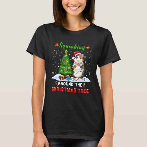 Squeaking Around The Christmas Tree Santa Guinea P T_Shirt