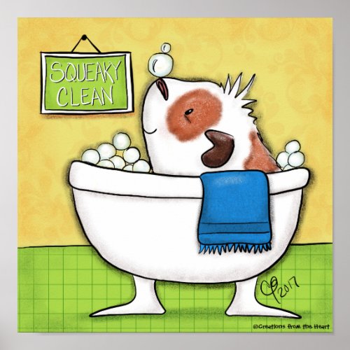 Squeaky Clean Guinea Pig Bubble Bath Poster