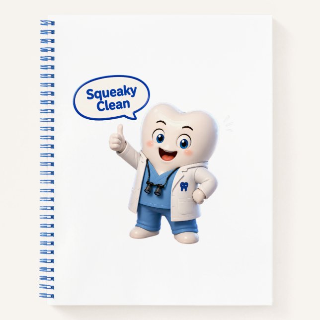 Squeaky Clean Tooth Mascot Spiral Notebook (Front)