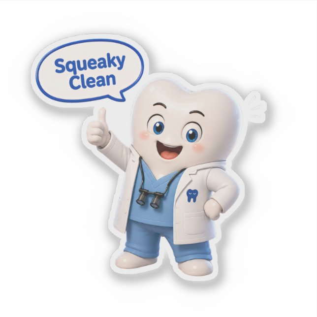 Squeaky Clean Tooth Mascot Sticker Sheet (Front)