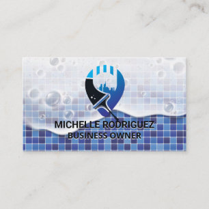 Squeegee City Cleaner Logo Maid Janitorial Business Card