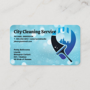Squeegee Cityscape   Cleaning Services Business Card