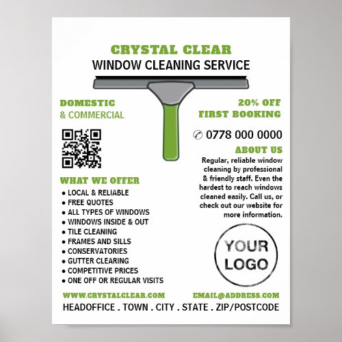 Squeegee Window Cleaner Cleaning Service Advert Poster