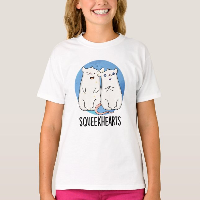 Squeekhearts Funny Mouse Sweetheart Pun T-Shirt (Front)