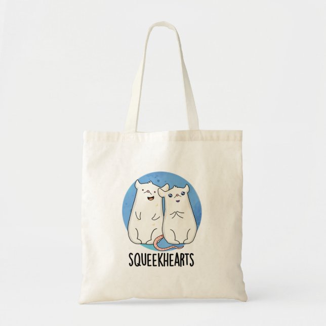 Squeekhearts Funny Mouse Sweetheart Pun Tote Bag (Front)