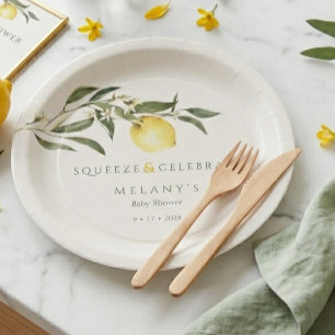 Squeeze & Celebrate Lemon Citrus Baby Shower Paper Plates