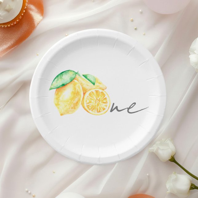 Squeeze Lemon Citrus Summer Baby First Birthday Paper Plates (Creator Uploaded)
