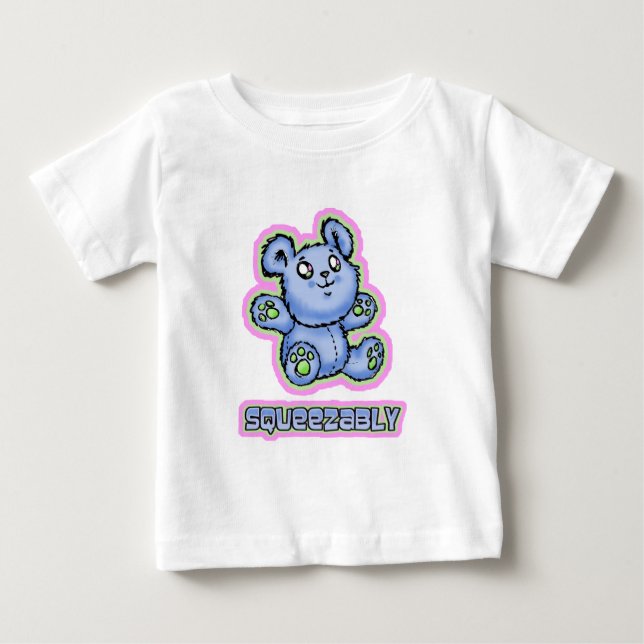 Squeeze Me Teddy Bear Cartoon Baby T-Shirt (Front)