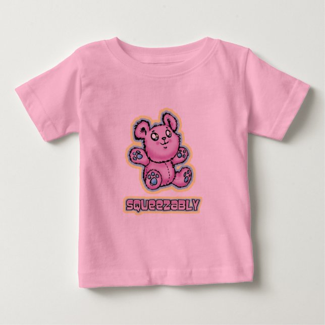 Squeeze Me Teddy Bear Cartoon Baby T-Shirt (Front)