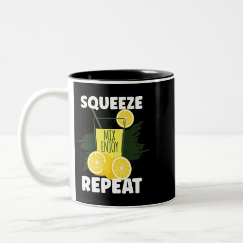 Squeeze Mix Enjoy Repeat Lemon Lemonade Juice Two_Tone Coffee Mug