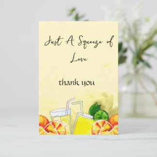 Squeeze of Love Lemonade Lemon Citrus Bridal Party Thank You Card