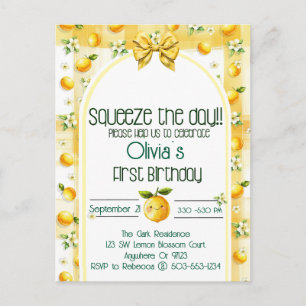 Squeeze the day - Babies 1st birthday Invitation Postcard
